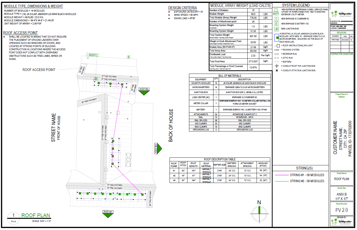 Roof Plan & String Details With BOM