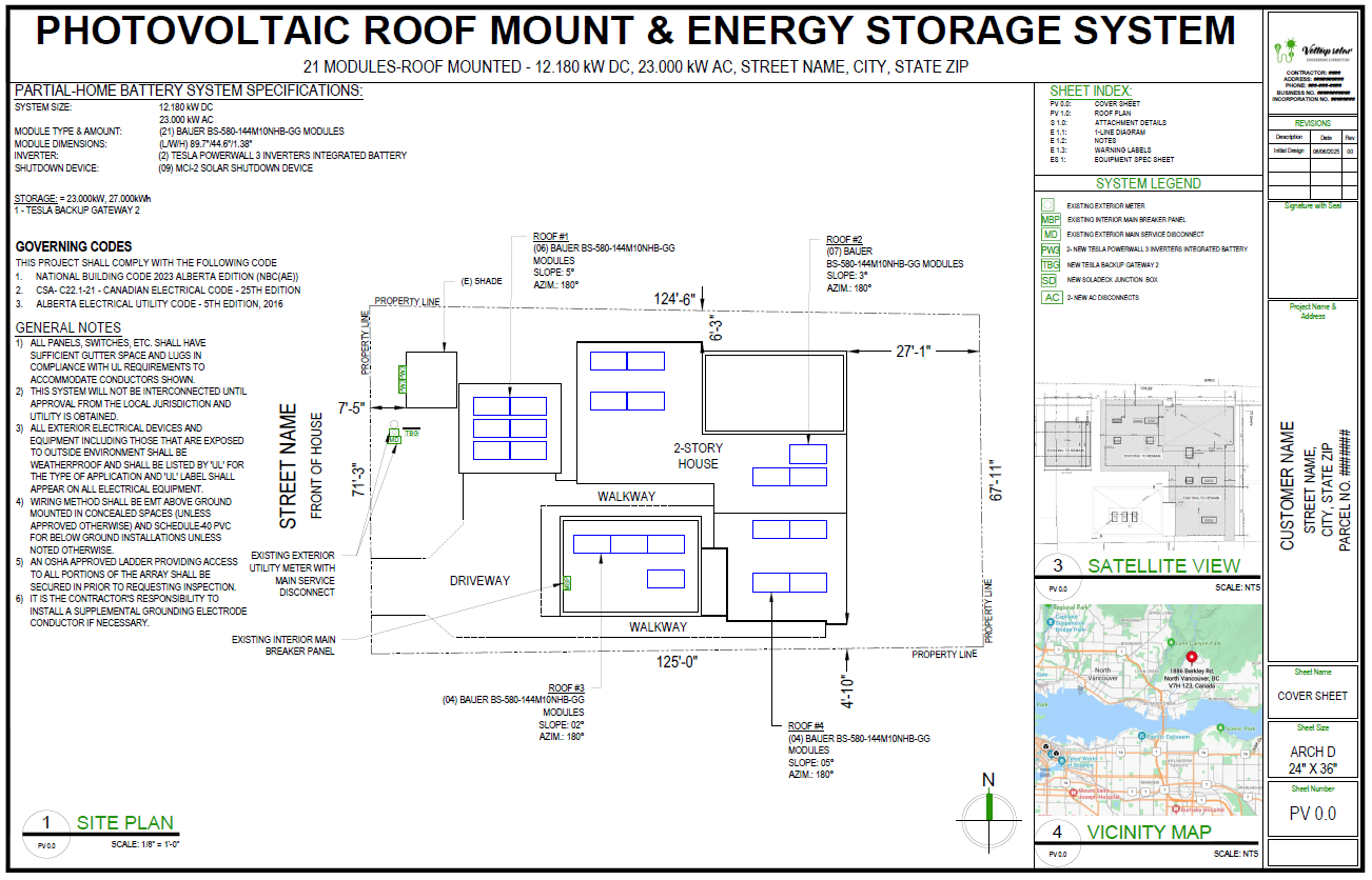 Canada Residential Solar Permit Plan Sample